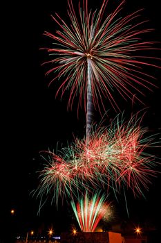 Firework streaks in the night sky