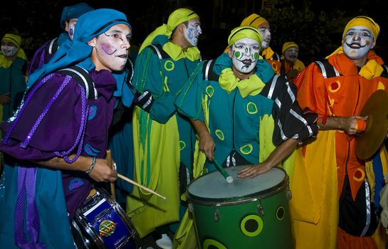 MONTEVIDEO, URUGUAY - JANUARY 27 2011 : A costumed carnaval participants in the annual national festival of Uruguay ,held in Montevideo Uruguay on January 27 2011 