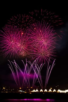 Firework streaks in the night sky