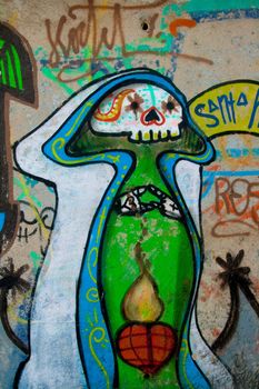 Sample of a kind of urban culture that comes true on the basis of painting the walls with spray and that commonly  is called Graffiti