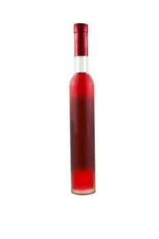 Red wine bottles isolated on white.