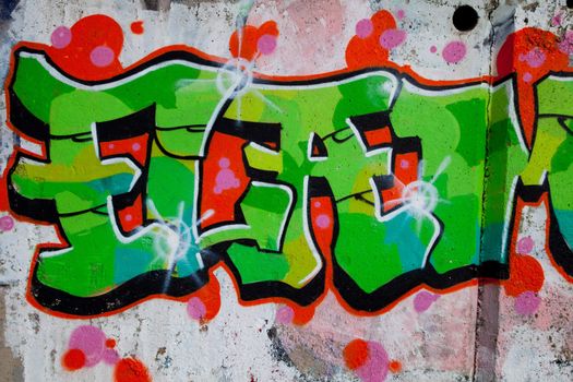 Sample of a kind of urban culture that comes true on the basis of painting the walls with spray and that commonly  is called Graffiti