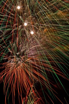 Firework streaks in the night sky