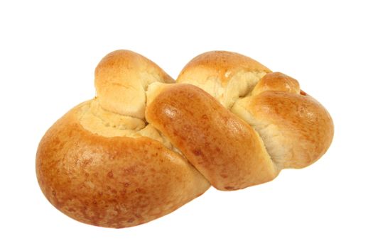 baked bread pigtail on a white background