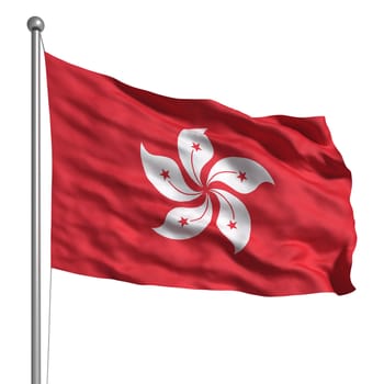 Hong Kong flag. Rendered with fabric texture (visible at 100%). Clipping path included.
