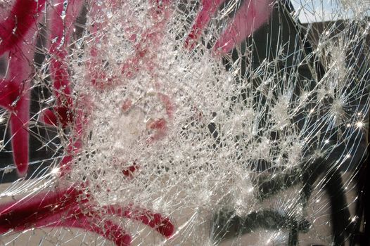 Broken glass and graffiti