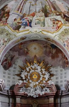 Detail of the interior decoration of the Church of the Annunciation - Sternberk, Moravia, Czech republic.