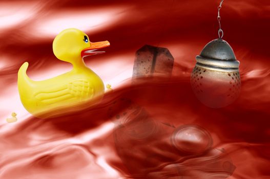 Surreal image - convoy of the yellow plastic duck
