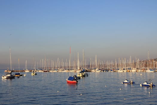 boats and lake in Geneva, Switzerland