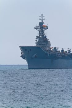 MALAGA, SPAIN-MAY 28: Aircraft carrier Principe de Asturias taking part in an exhibition on the day of the spanish army forces on May 28, 2011, in Malaga, Spain