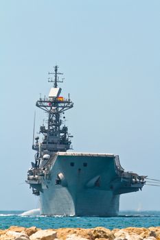 MALAGA, SPAIN-MAY 28: Aircraft carrier Principe de Asturias taking part in an exhibition on the day of the spanish army forces on May 28, 2011, in Malaga, Spain