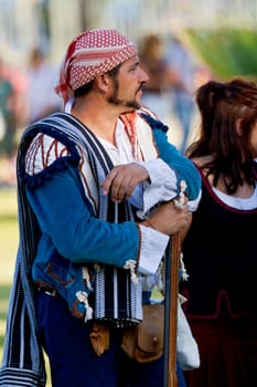 SAN FERNANDO, SPAIN - SEP 24: Actor taking part in the historical military reenacting of the oath of the Spanish constitution of 1812 on Sep 24, 2011 in San Fernando, Spain
