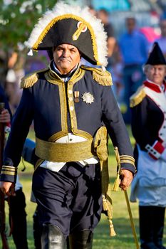 SAN FERNANDO, SPAIN - SEP 24: Actor taking part in the historical military reenacting of the oath of the Spanish constitution of 1812 on Sep 24, 2011 in San Fernando, Spain