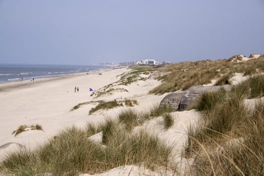 Dunes on the beach along the Frenche coast