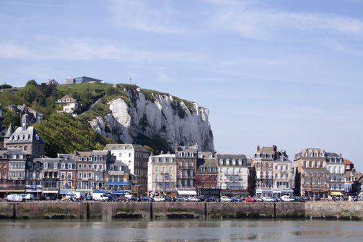 Ships in the harbour of the French village of Le Treport