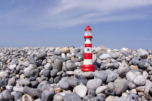 Flintstone on the beach along the coast of Normandie in France