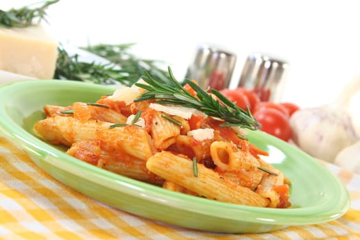 Penne with tomato sauce, Parmesan and rosemary