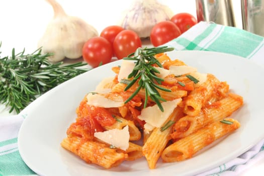 Penne with tomato sauce, Parmesan and rosemary