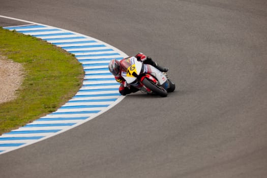 JEREZ DE LA FRONTERA, SPAIN - NOV 20: MOTO2 motorcyclist Luis Miguel Mora takes a curve in the CEV championship on Nov 20, 2010, in Jerez de la Frontera, Spain
