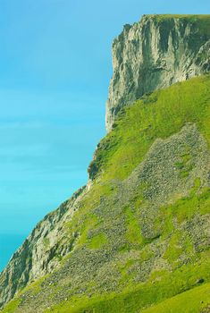 Small mountain with a table like summit on the Lofoten Islands in Norway