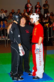 CHICLANA DE LA FRONTERA, SPAIN-NOV 05: Unidentified players compete in the 3rd World Karate and Kickboxing Council championship  on Nov 05, 2011, in Chiclana de la Frontera,  Spain
