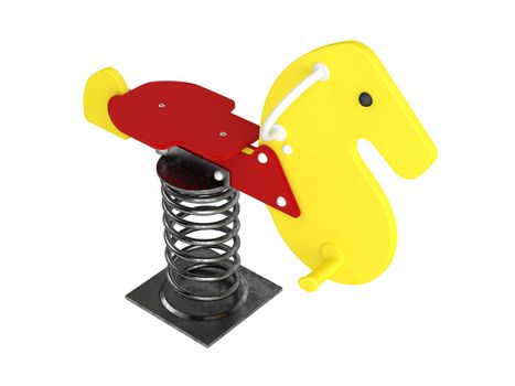 Horse spring toy isolated on white background