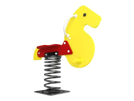 Horse spring toy isolated on white background