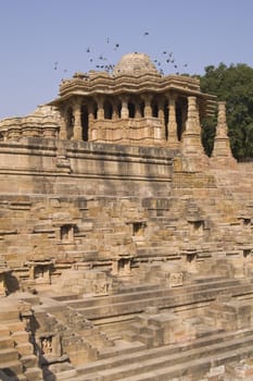 Sun Temple at Modhera. Ancient Hindu temple built circa 1027. Gujarat, India.