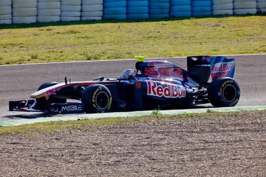 JEREZ DE LA FRONTERA, SPAIN - FEB 11: Jaime
Alguersuari of Toro Rosso F1 races on training session on February 11 , 2011, in Jerez de la Frontera , Spain