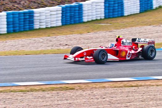 JEREZ DE LA FRONTERA, SPAIN - DEC 04: Marc Gene of Ferrari F1 races during a training session on December 04, 2004, in Jerez de la Frontera, Spain