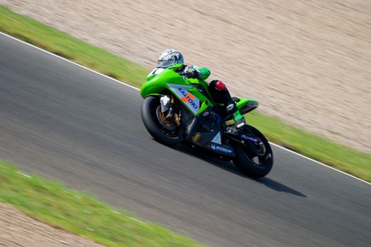 JEREZ DE LA FRONTERA, SPAIN - SEP 03: Pilot of motorcycling of Formula Extreme in the Spanish championship of velocity (CEV) on Sep 03, 2005, in racetrack of velocity of Jerez de la Frontera