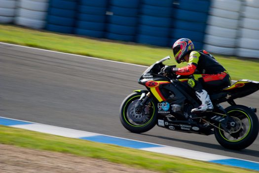 JEREZ DE LA FRONTERA, SPAIN - SEP 03: Pilot of motorcycling of Formula Extreme in the Spanish championship of velocity (CEV) on Sep 03, 2005, in racetrack of velocity of Jerez de la Frontera