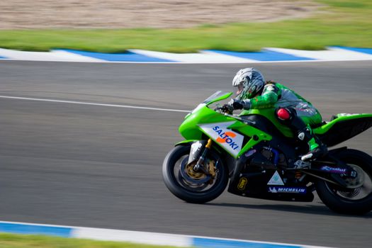 JEREZ DE LA FRONTERA, SPAIN - SEP 03: Pilot of motorcycling of Formula Extreme in the Spanish championship of velocity (CEV) on Sep 03, 2005, in racetrack of velocity of Jerez de la Frontera