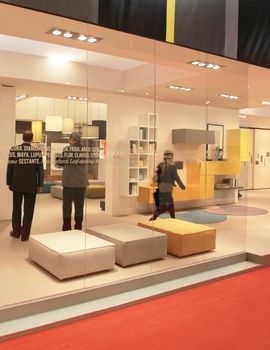 Looking at interior design and architecture solutions during Salone del Mobile 2011, international furnishing accessories tradeshow.