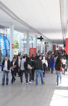 Looking at interior design and architecture solutions during Salone del Mobile 2011, international furnishing accessories tradeshow.