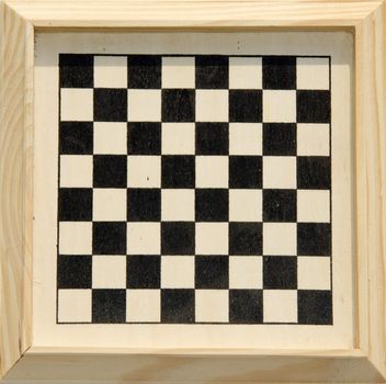 Framed checkers or chess board. Black and white squares background.