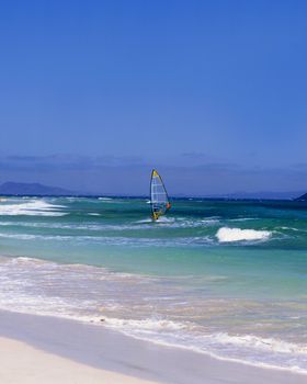 Windsurfer off the coast of the Canary island of Gran Canaria