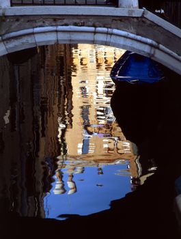 Reflection of a house in canal in Venice, Italy