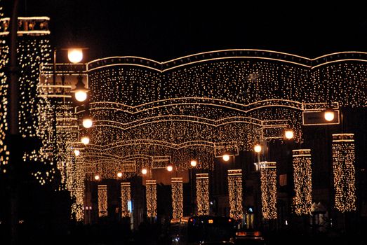 lights and christmas decorations on warsaw
