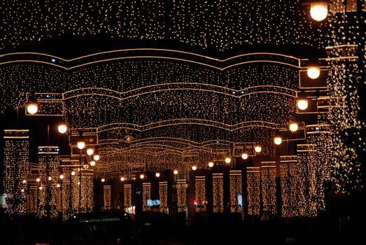 lights and christmas decorations in warsaw