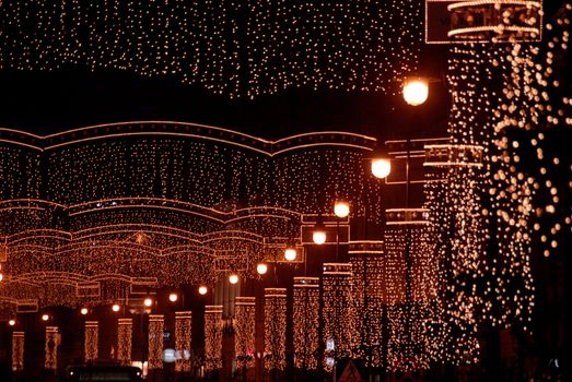 lights and christmas decorations in warsaw