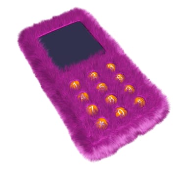 Three-dimensional model - the mobile phone with a fur covering.