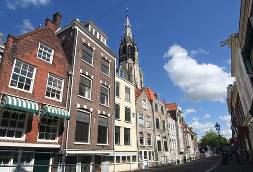 Street in historic Delft, Holland