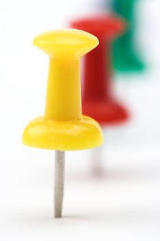 Close up of color pushpins with  shallow DOF