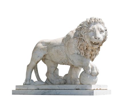 Isolated sculpture of a lion in an arch aperture at an input in a palace