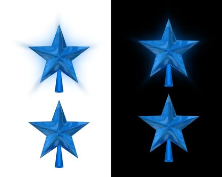  A set of blue stars shining both usual on a black and white background