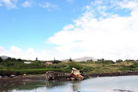 abandoned fishing boat in co cork ireland