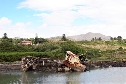 abandoned fishing boat in co cork ireland