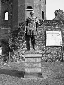 Julius Caesar monument at Palatine towers in Turin, Italy