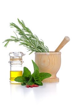 Set of ingredients and spice for food cooking isolated on white background.